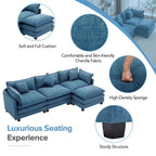 112 Modern L-Shape Chenille Upholstered Sofa with 5 Pillows