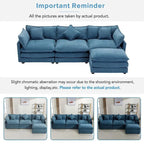 112 Modern L-Shape Chenille Upholstered Sofa with 5 Pillows