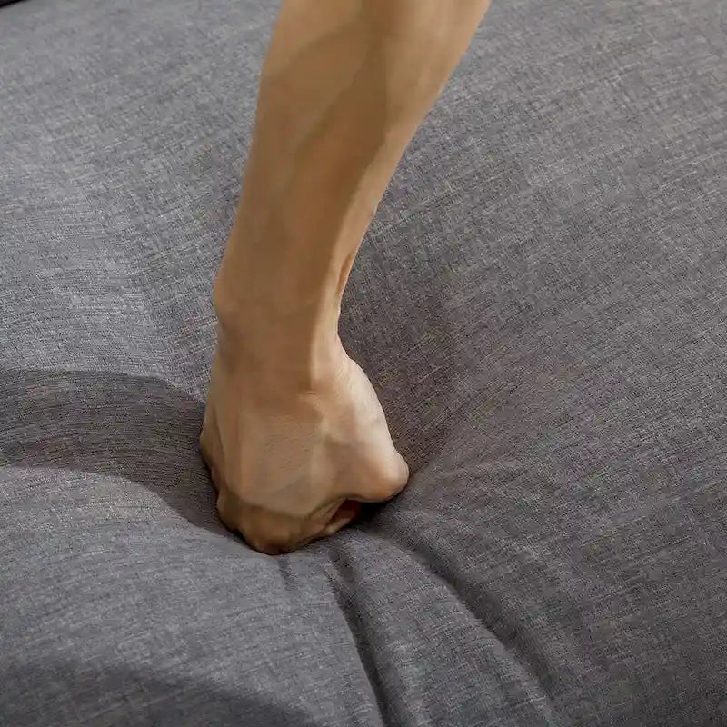 112 Modern L-Shape Chenille Upholstered Sofa with 5 Pillows