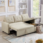 Convertible Sectional Sofa with Pull-Out Bed and Hidden Storage Chaise