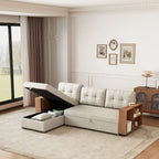 Convertible Sectional Sofa with Pull-Out Bed and Hidden Storage Chaise