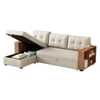 Convertible Sectional Sofa with Pull-Out Bed and Hidden Storage Chaise