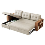 Convertible Sectional Sofa with Pull-Out Bed and Hidden Storage Chaise