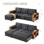 Convertible Sectional Sofa with Pull-Out Bed and Hidden Storage Chaise