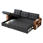 Convertible Sectional Sofa with Pull-Out Bed and Hidden Storage Chaise