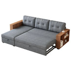 Convertible Sectional Sofa with Pull-Out Bed and Hidden Storage Chaise