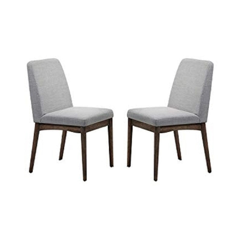 Mid-Century Set of 2 Dining Chairs with Fabric Backrest Foam-Padded Seat, Solid Wood Legs for Kitchen Dining Room Living Room