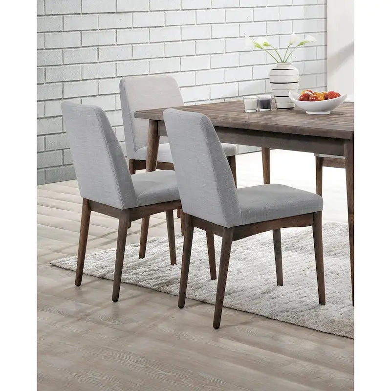 Mid-Century Set of 2 Dining Chairs with Fabric Backrest Foam-Padded Seat, Solid Wood Legs for Kitchen Dining Room Living Room