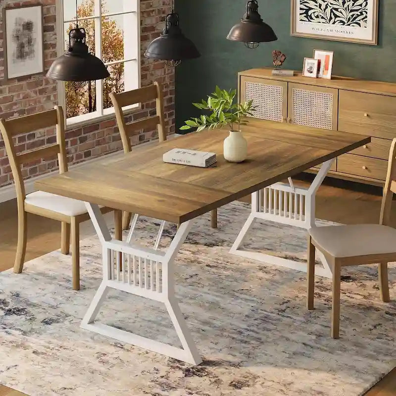 Metal Legs Kitchen Dining Table for 4-6 People - N/A
