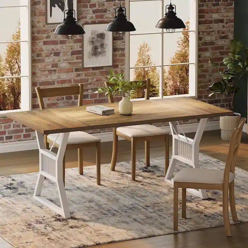 Metal Legs Kitchen Dining Table for 4-6 People - N/A