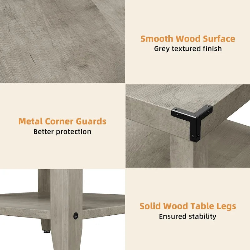 Farmhouse End Table, 3 Tier Rustic Side Table