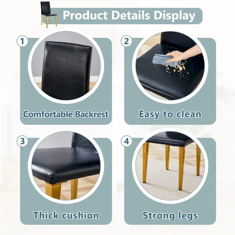 Modern Dining Chairs with Metal Legs Accent Chair Kitchen Chair Armless Chair for Dining Room
