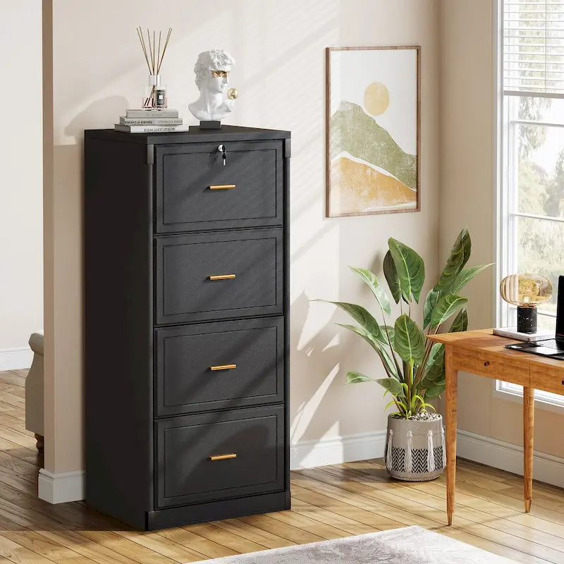4-Drawer File Cabinet with Lock for A4/Letter/Legal Size Files
