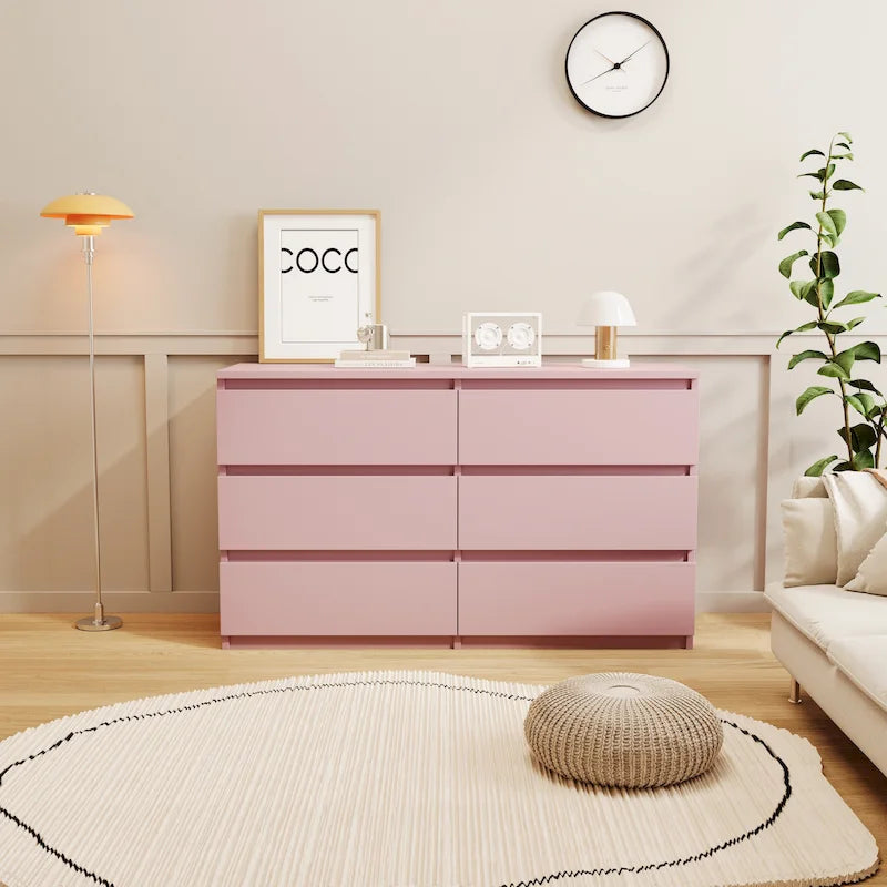 6-Drawer Double Dresser, Storage Cabinet with Handleless for Bedroom, Living Room