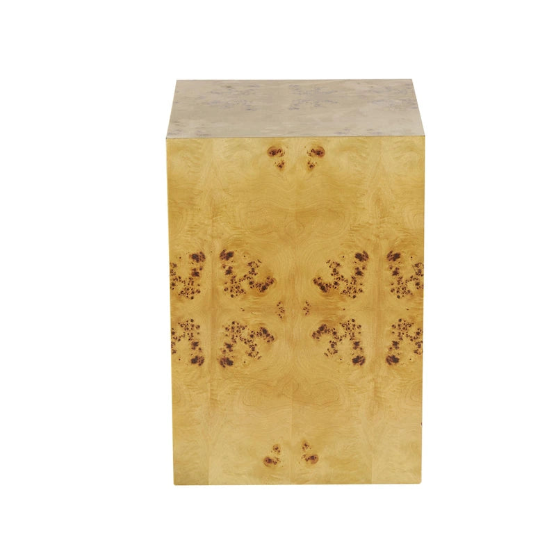 Wood Square Cube Side End Accent Table with Wood Grain Patterns - Brown - Roche River Decor