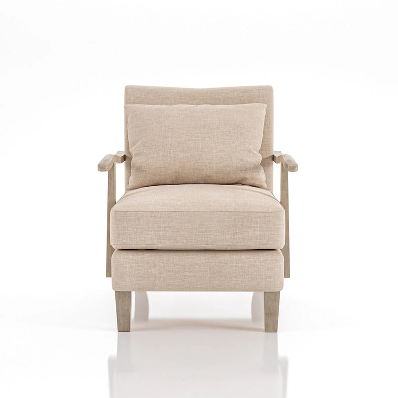 Cova Contemporary Beige Fabric Vinyl Accent Chair by Furniture of America