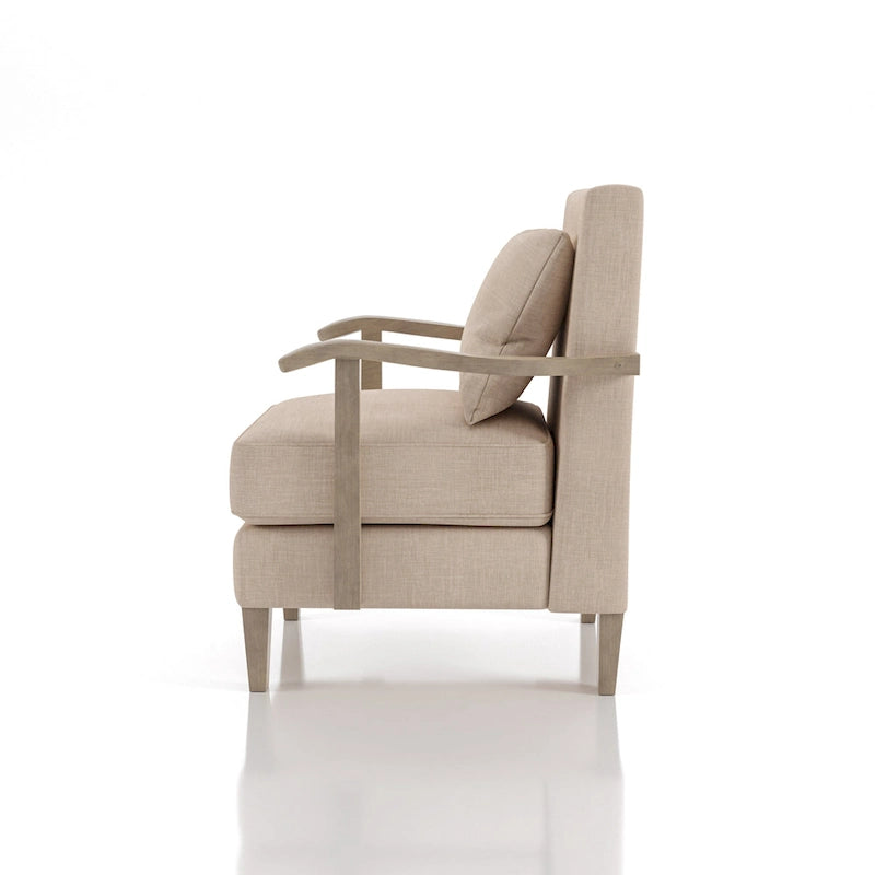 Cova Contemporary Beige Fabric Vinyl Accent Chair by Furniture of America