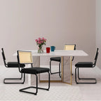 Velvet Upholstered Rattan Dining Chairs Set of 2/4