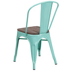 Metal Stackable Chair with Wood Seat - 17.75W x 20D x 33.5H - 17.75W x 20D x 33.5H
