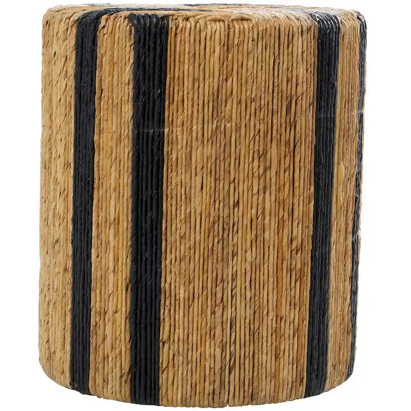 Banana Leaf Handmade Linear Wrapped Accent Table with Colored Stripes Brown Roche River Decor