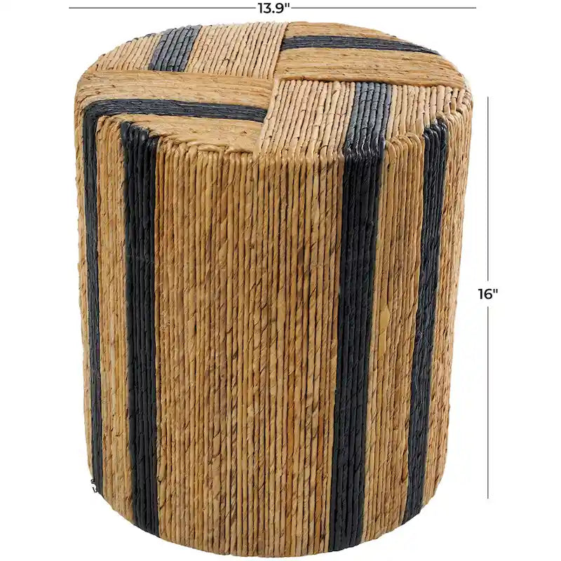 Banana Leaf Handmade Linear Wrapped Accent Table with Colored Stripes Brown Roche River Decor