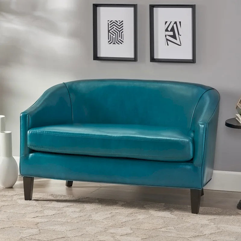 Faux Leather Loveseat 2-Seater - Red/Teal/Green