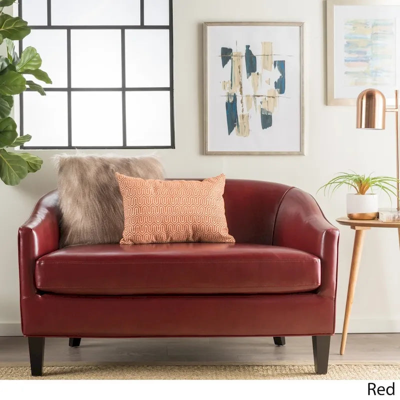 Faux Leather Loveseat 2-Seater - Red/Teal/Green