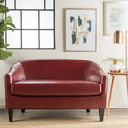 Faux Leather Loveseat 2-Seater - Red/Teal/Green