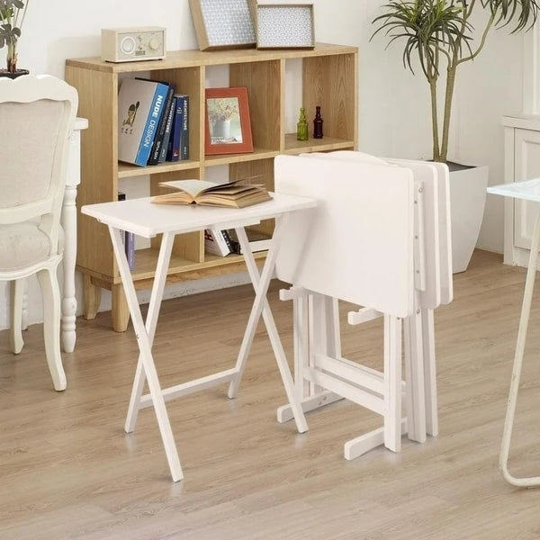 Porch & Den Laflin Solid Wood Traditional 5-piece Tray Table Set