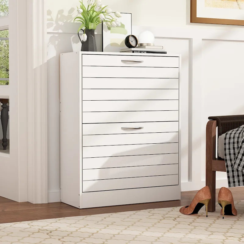FUFU&GAGA 2 Tiers Shoe Rack Cabinet Shoe Cabinet Space-Saving