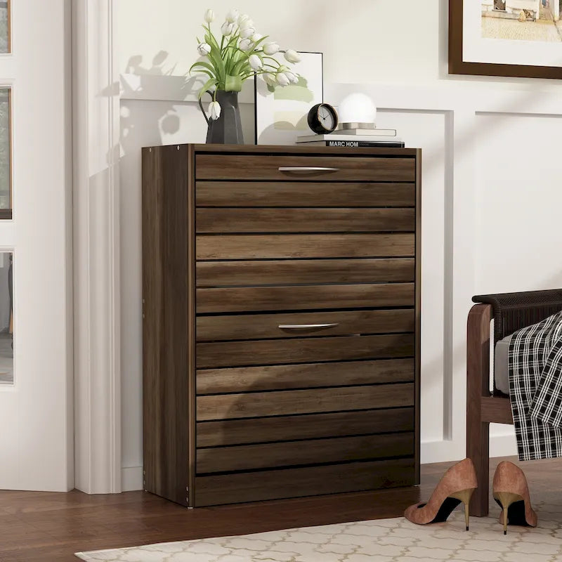 FUFU&GAGA 2 Tiers Shoe Rack Cabinet Shoe Cabinet Space-Saving