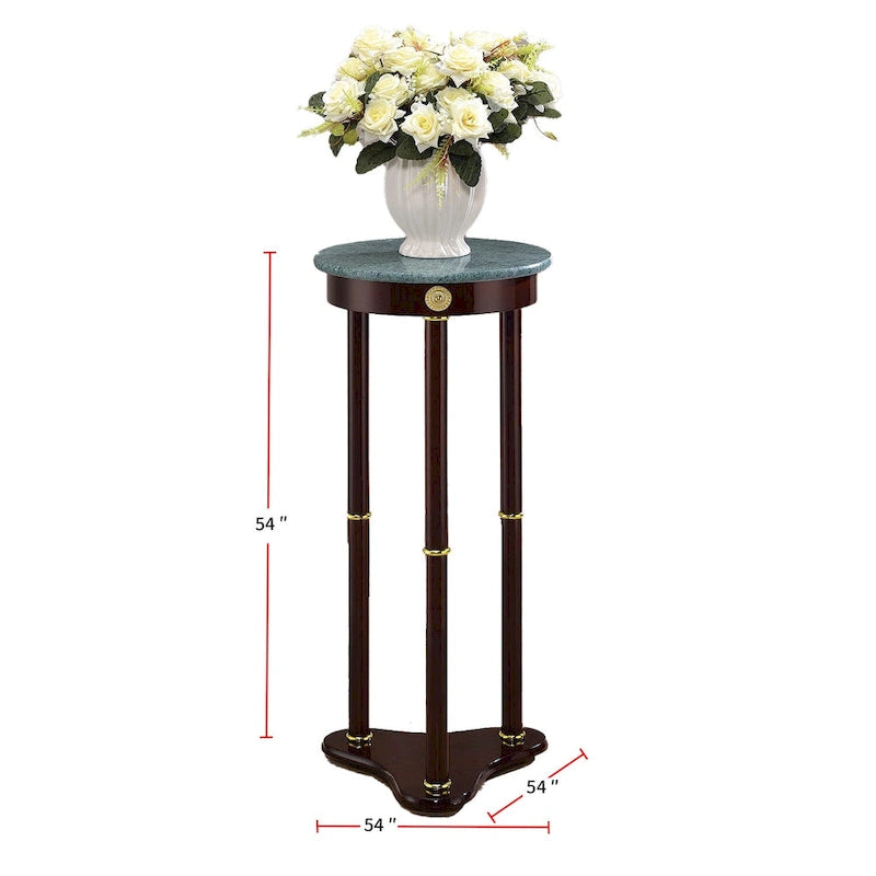 Round Marble Top Accent Table, Merlot