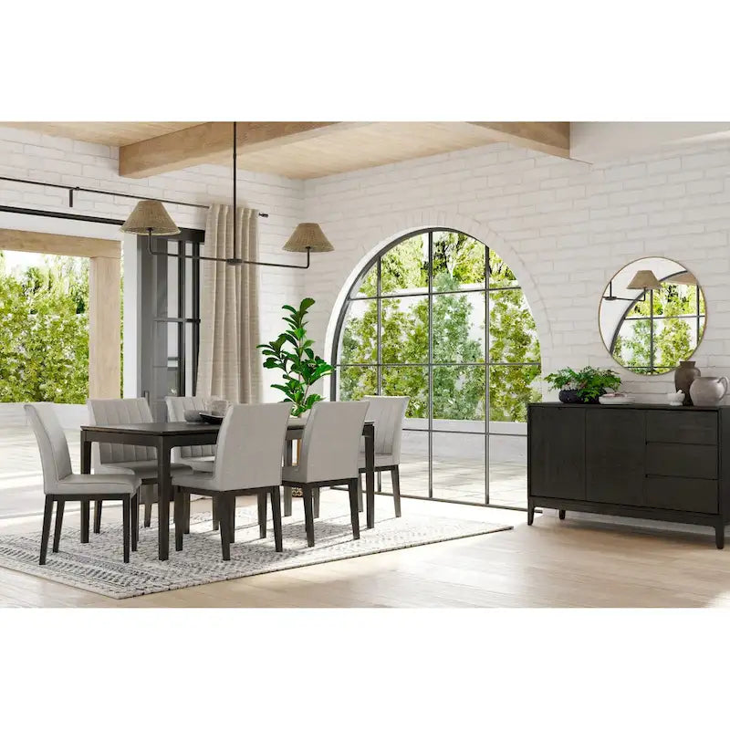 Cove Rectangular Solid Wood Dining Table, Vintage Black