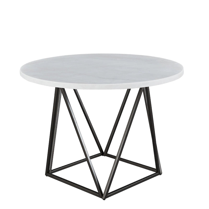 Steve Silver Ranger White Marble Top Round Dining Table