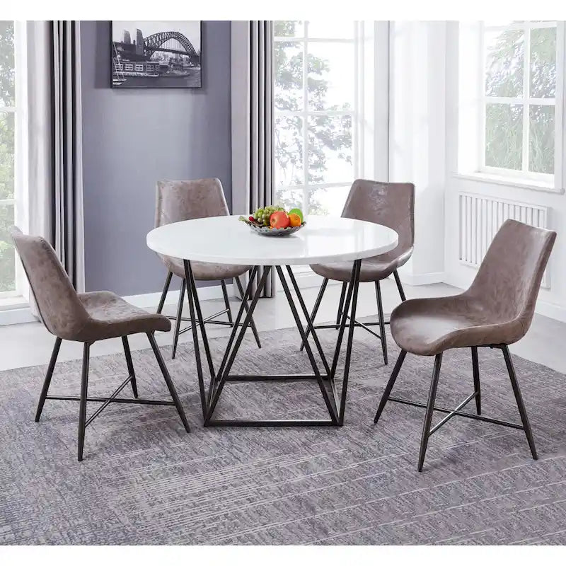 Steve Silver Ranger White Marble Top Round Dining Table
