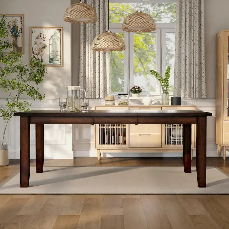 Dark Cherry Expandable Dining Table for 8