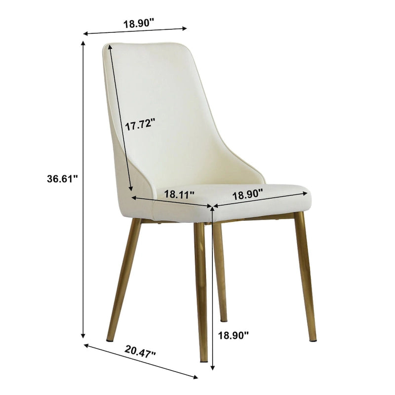 Set of 2 Upholstered PU Leather Dining Chairs Side Chair