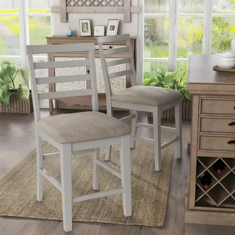 Furniture of America Biaz Farmhouse White Wood Counter Height Chairs (Set of 2)