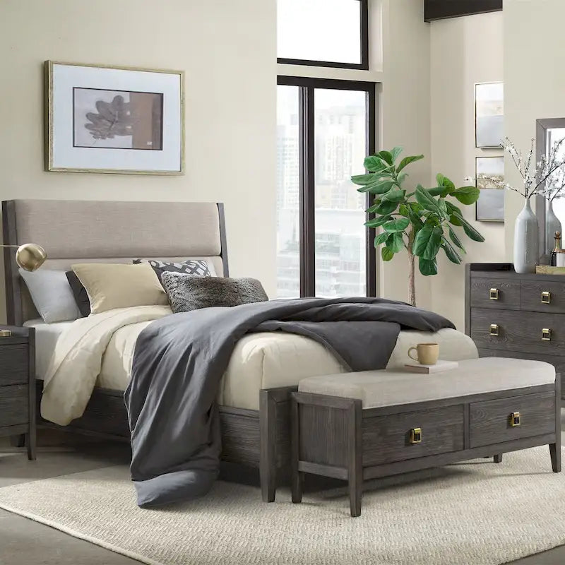 Portia 58 Wide Bedroom Storage Bench, Brushed Brindle