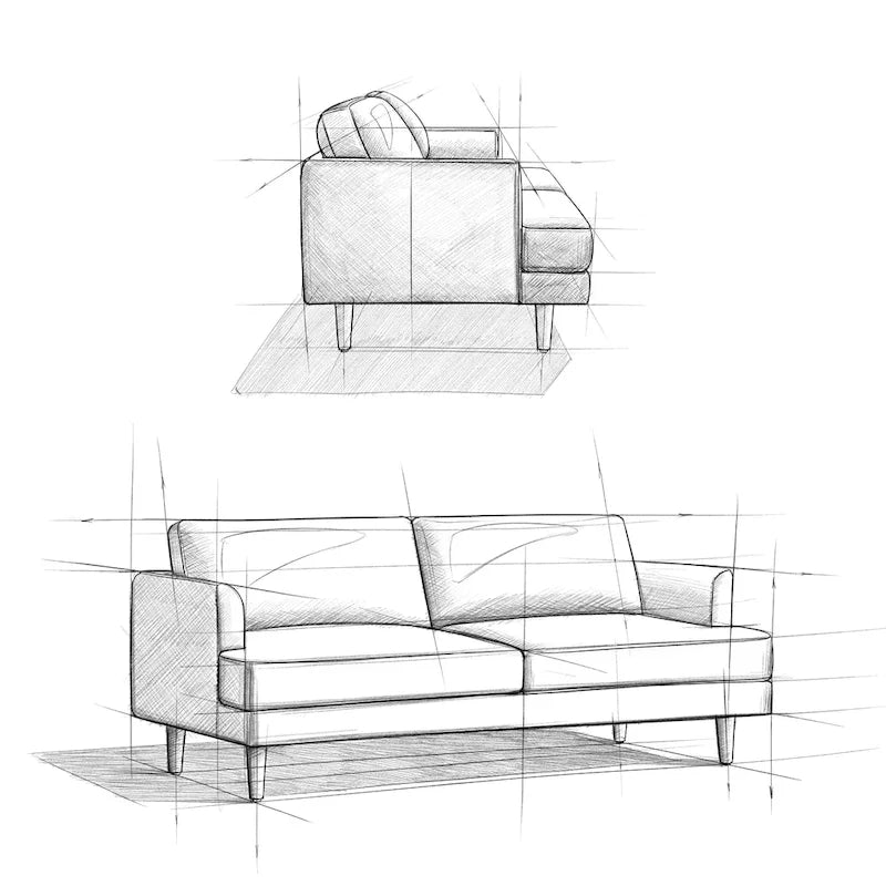 76-Inch Mid-Century Modern Loveseat for 2 - Plush Cushioned Sofa