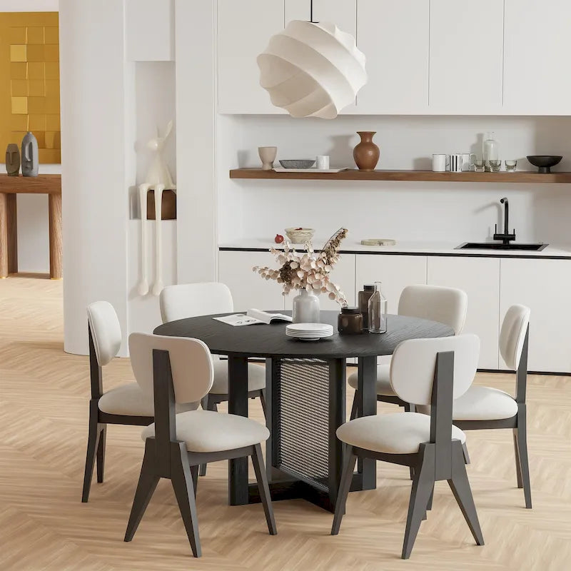 Solid Wood 52 Round Dining Table for 6 People Nordic style - 52*30
