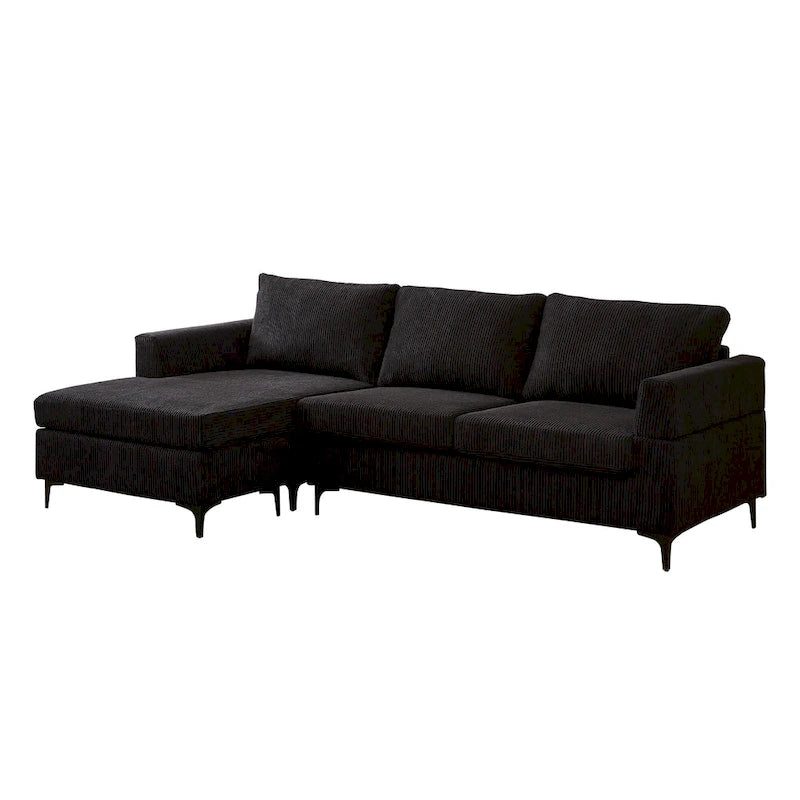 HOOOWOOO Living Room L-Shaped Polyester Fabric Reversible Chaise Sofa
