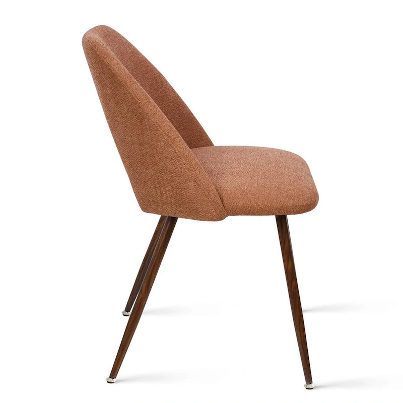 Upholstered Modern Cutout Back Dining Chair with Walnut LegSet of 4)