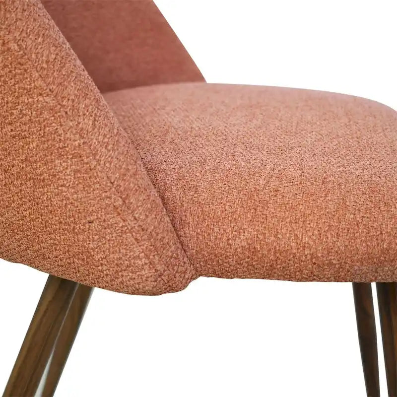 Upholstered Modern Cutout Back Dining Chair with Walnut LegSet of 4)