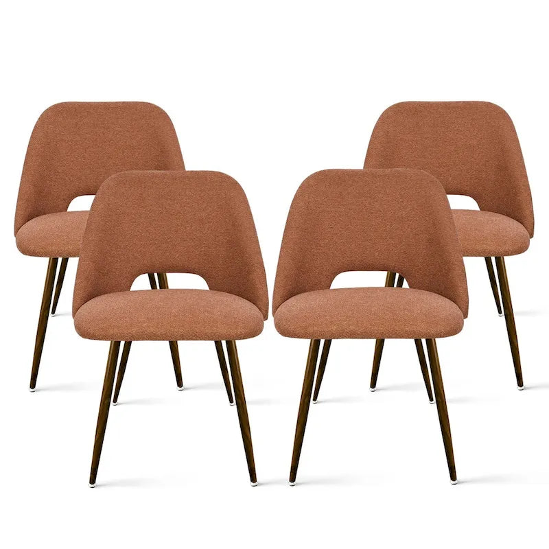 Upholstered Modern Cutout Back Dining Chair with Walnut LegSet of 4)