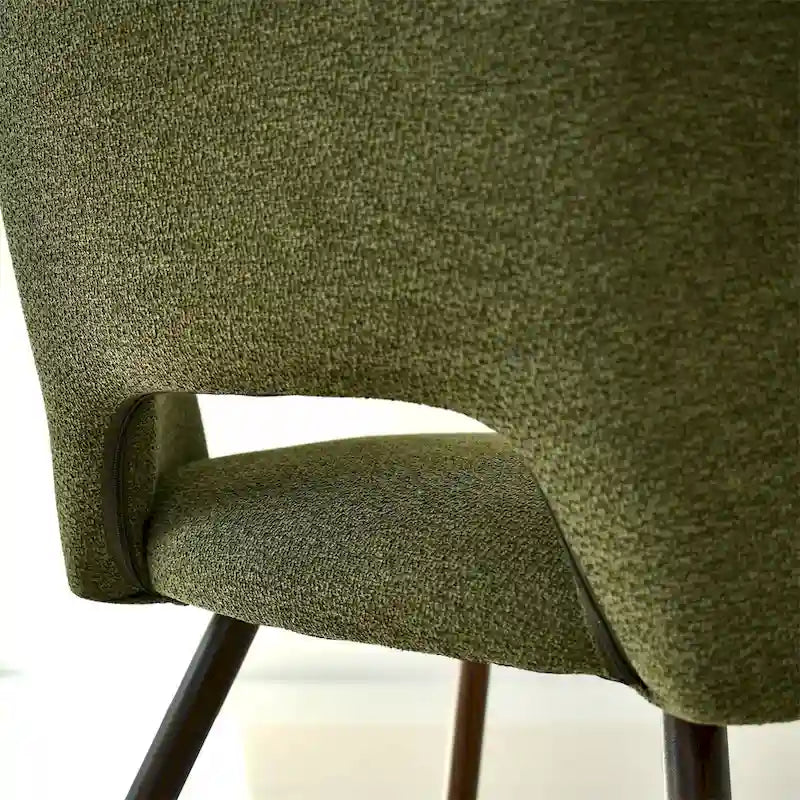 Upholstered Modern Cutout Back Dining Chair with Walnut LegSet of 4)