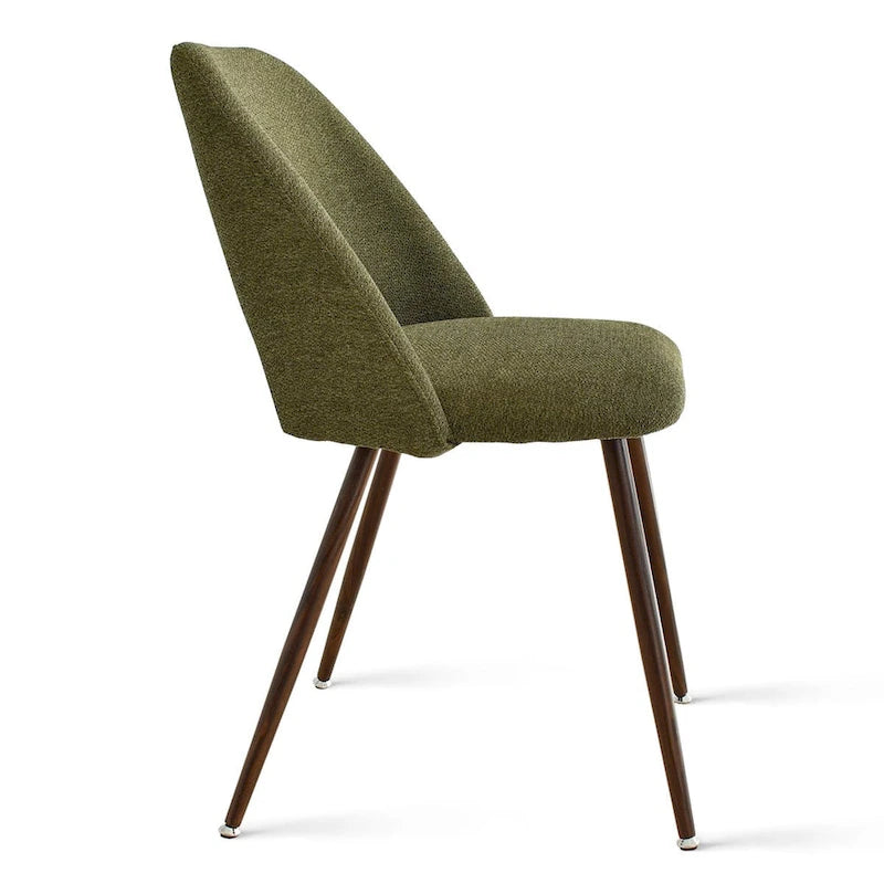 Upholstered Modern Cutout Back Dining Chair with Walnut LegSet of 4)