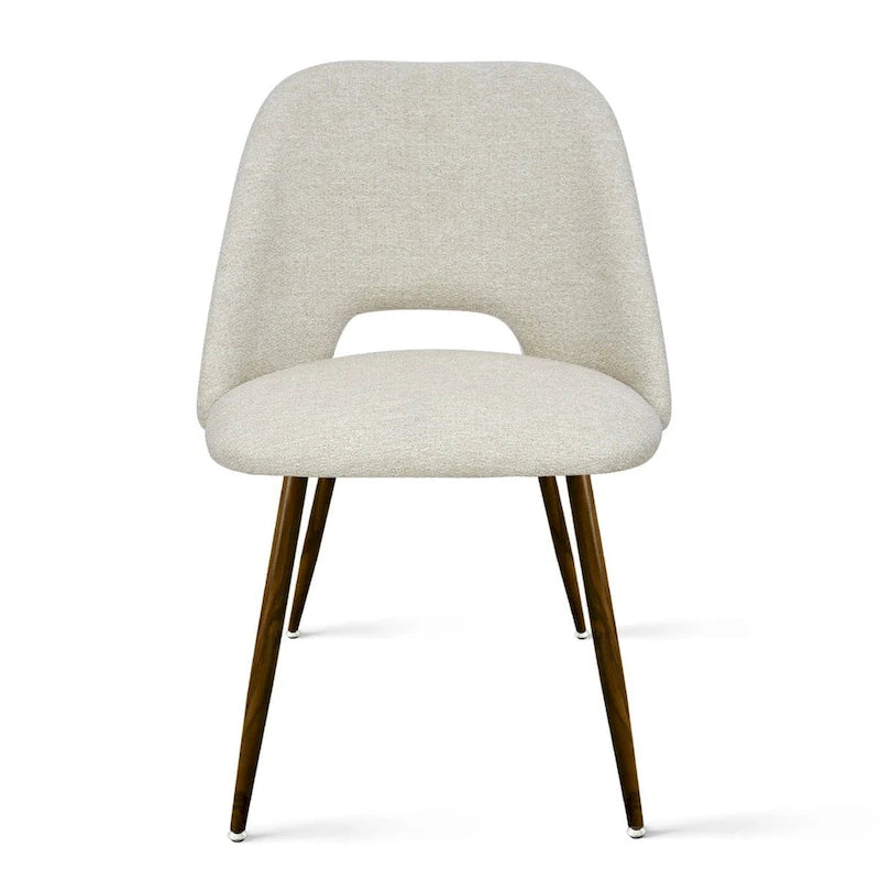 Upholstered Modern Cutout Back Dining Chair with Walnut LegSet of 4)