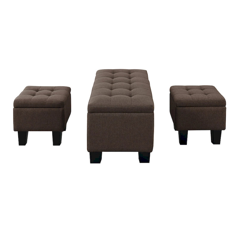 Mid-Century Modern Tufted Storage Lift Top Bench