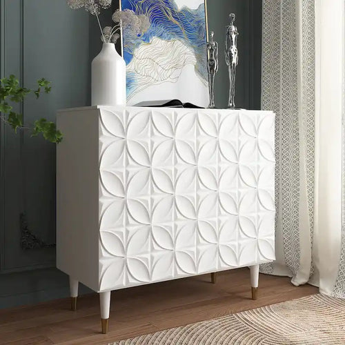 2 Door Sideboard Glossy Locker Media Storage Accent Cabinet